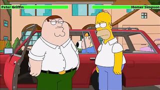 Peter Griffin vs. Homer Simpson with healthbars