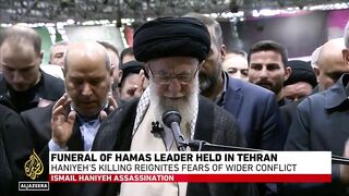 Iran’s Khamenei leads funeral prayers for Hamas chief Haniyeh in Tehran.