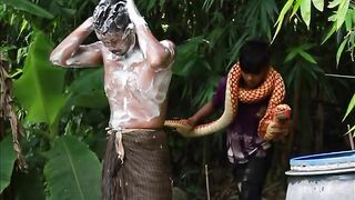Big King Cobra Fake Snake Prank By