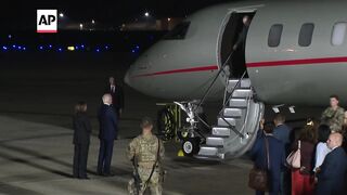 Freed Americans return to US soil and receive an emotional welcome from Biden, Harris and family.