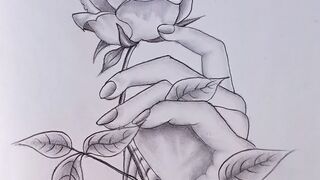 How to draw || A hand holding a Rose flower #roseflowerdrawing