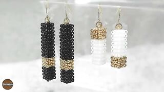 ##Day Beaded Cubic Pillar Earrings Tutorial.✨✨✨✨????????????????....