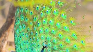 A bird with blue feathers and a blue head shorts video