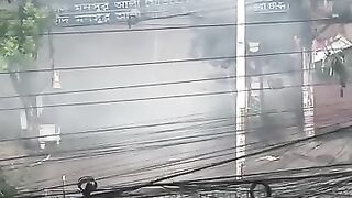 Police firing on unarmed students. Quota Movement Bangladesh. Uttara No. 11 Sector, Dhaka, Bangladesh,