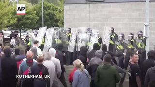 UK PM Starmer condemns attack on asylum-seeker hotel as far-right violence spreads.