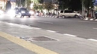 night on a city street