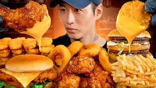 ASMR MUKBANG | Fast Food, Big Mac, Chicken Nuggets, Onion Rings, Chicken Sandwich, Wings, Fries 3