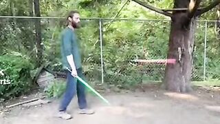 It’s all fun and games until he gets cut in half