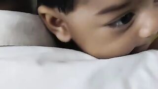 Cute baby fun moment in father