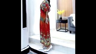 Casual Elegant Retro Bohemian National Style V-neck Elastic Waist Large Swing Printed Summer Long Skirt Woman Dress Clothes