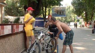 Inflate my bike or my cleavage Funny Prank Cute Girl  Prank