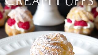 Raspberry Cream Puffs Recipe ???? These delicate treats, filled with whipped cream and Rasperrys, embody the essence of traditional baking! ☺️????