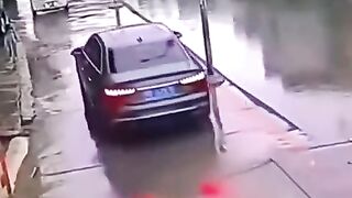 Good hearted man gives way to a small car