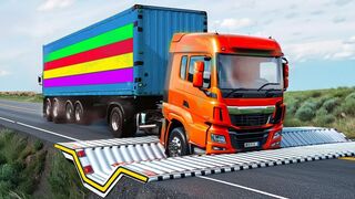 Cars vs Upside Down Speed Bump, Stairs and Log Trap ▶️ BeamNG Drive