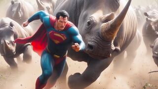superheroes chased by a rhinos part 1???? ALL Characters (Marvel & DC) #avengers #dc #ai