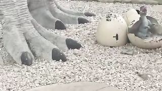 Dinosaur in city