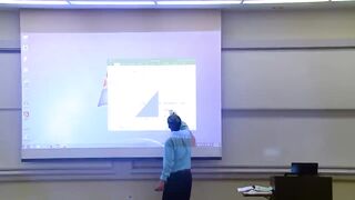 Профессор математики чинит экран проектора