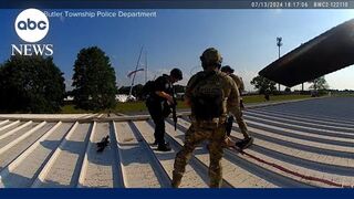 Body camera footage shows moment officer confronted Trump shooter on rooftop