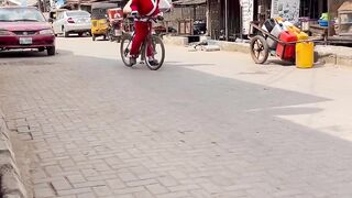 Father Christmas with the wrong bicycle