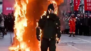 Suits less affected by fire have been tested in China.