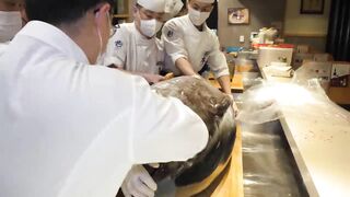 WOW! 110KG Raw Tuna Dismantling Show by Korea's Top Tech Chef / Korean Tuna Restaurant