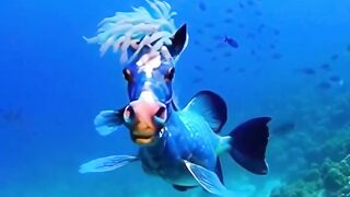 AI video dog and cat fish mix