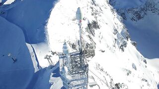 Radio Tower on a Snow Capped Mountain Peak, Technology Stock Footage ft. cell & cell tower