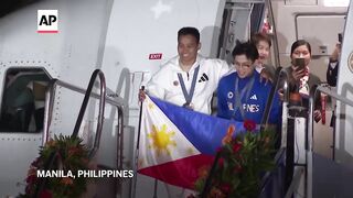 Two-time Olympic gold medallist Carlos Yulo gets warm welcome in the Philippines.