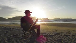 on the beach in the afternoon