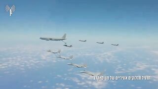 The long arm of the IDF: The Air Force practiced aerial refueling of fighter jets.