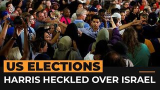 Kamala Harris heckled by protesters over Israel-Palestine stance