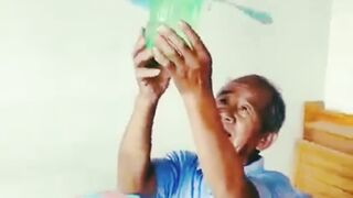There was a power outage at home. It was too  that day. My dad made a fan.