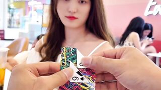 Cute girl seeing magic tricks