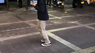 He saw the motorcycle and he want to take a picture.
