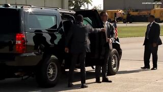 Harris speaks on Trump accepting debates before boarding Air Force Two