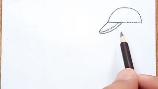 Arts. How to draw a girl with cap from 7 points _shorts _tutorial. Arts