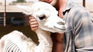 man rescue a weak baby camel???? #camel #babycamel #weakanimals #helptheanimals #rescue #humanity