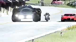 Kawasaki Ninja H2 vs Batmobile vs Bugatti La Voiture Noire at OLd SPA