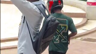 Funny Dance with helmet boy