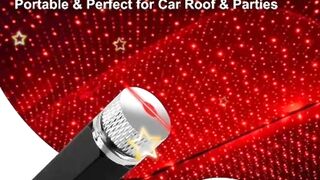 Aishnim USB Star Projector Night Light for Car Roof, Portable Kids Decoration, Foldable, Romantic Ambience (Red Colour)