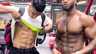 "Male Gymnasts Show off Their Defined Abs"