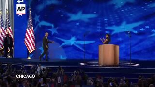 Barack Obama fires up the crowd at DNC.