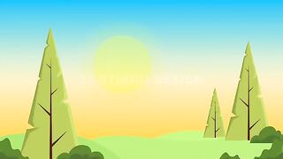 Colourful Landscape Illustration With Windmill