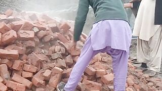Live construction work small colum