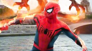 superheroes attacked by a huge Dragon