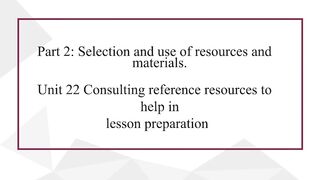 TKT Preparation Course Module 2 - Unit 22 -25