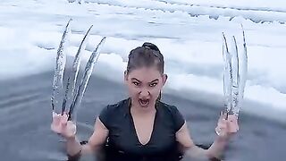 This russian girl stays in the snow all day #shorts#febsport video