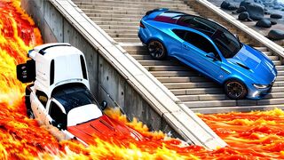 Cars vs Volcano Spit Lava all over the City - BeamNG Drive - ???? ULTIMATE Edition Compilation