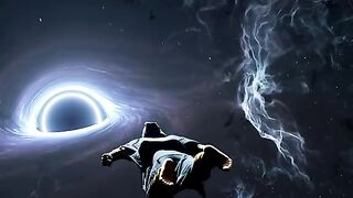 Man floating in space