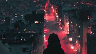 Alone on terrace at midnight